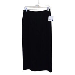 Liz Claiborne NWT Black Velvet Pencil Maxi Skirt Long Back Slit Size 10